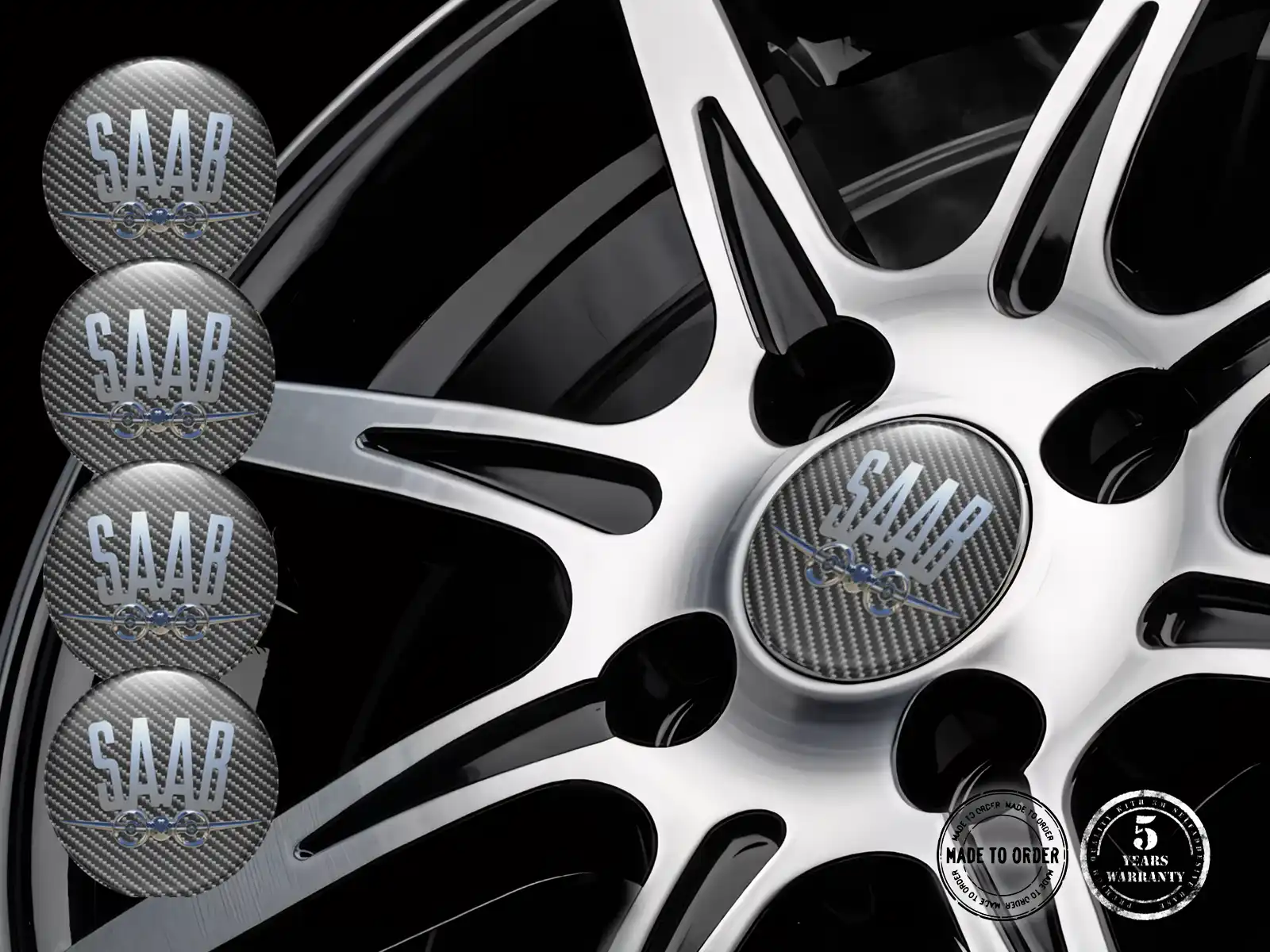 Saab Calcomanías de Rueda Autos Logos de Cúpula Bombada